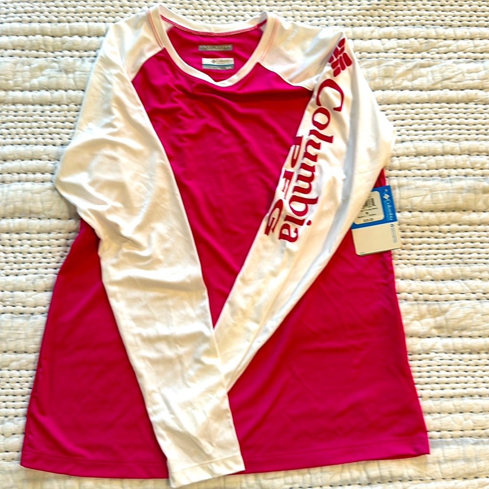 NWT Columbia Hot Pink & White Rash Guard/Sports Shirt